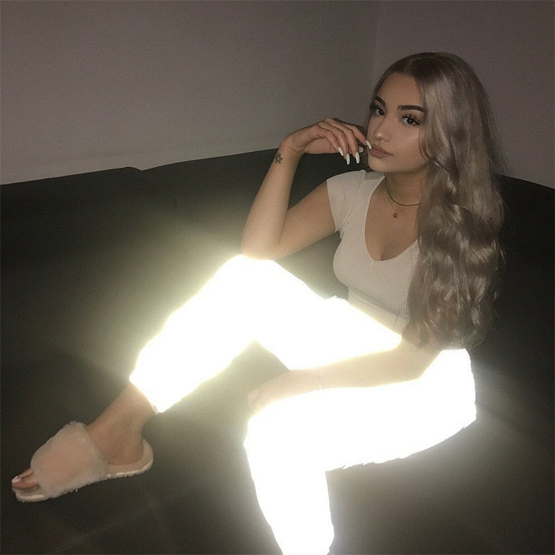 Flash reflective jogger pants