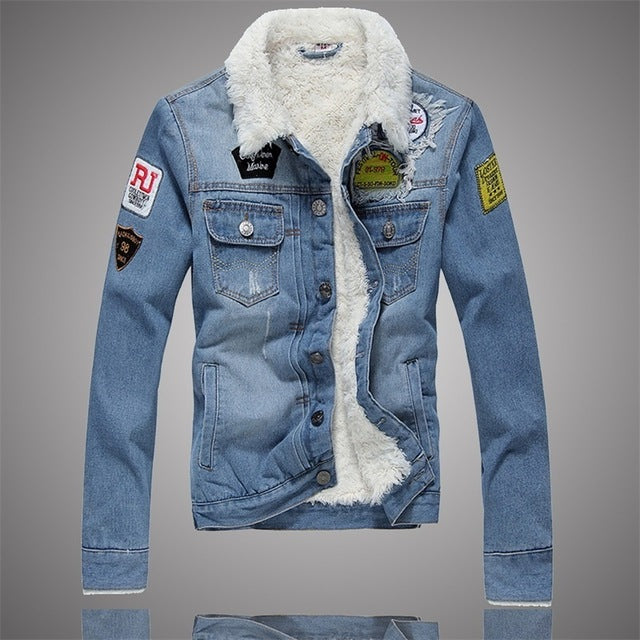 Men Warm Denim Jacket