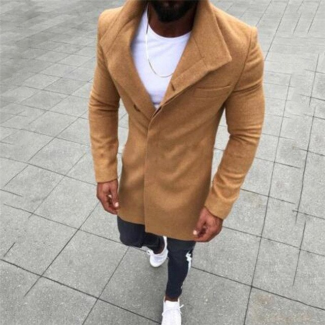 Winter Coat Men Long Trench