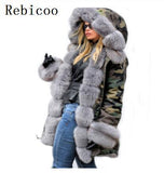 Camouflage winter hooded women's jacket
