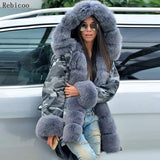 Camouflage winter hooded women's jacket