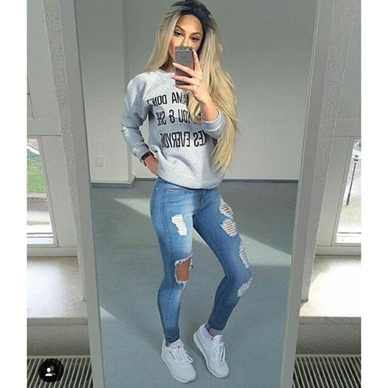 Women Ripped Denim Jeans