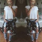 Womens Skinny Ripped Denim Jeans