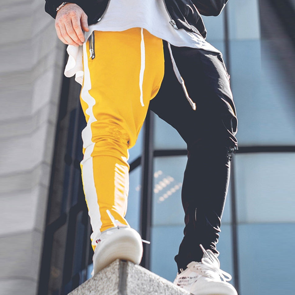 Mens Long Color Block Street Patchwork